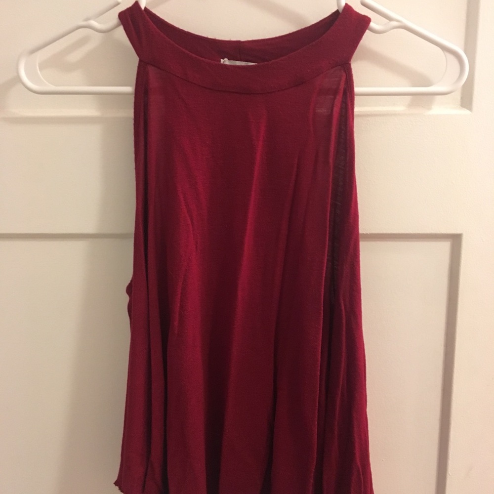 Red flowy top